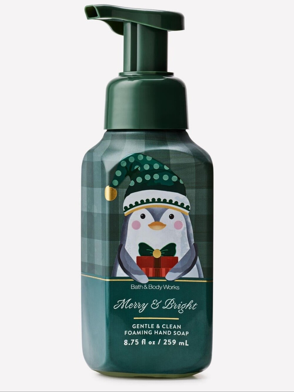 Bath & Body Works Merry & Bright Foaming Hand Soap - Dark Green Penguin Art